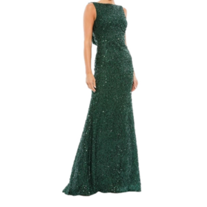 Mac Duggal COWL BACK BOAT NECK SEQUINED GOWN MSRP $398, SZ 10 NWOT